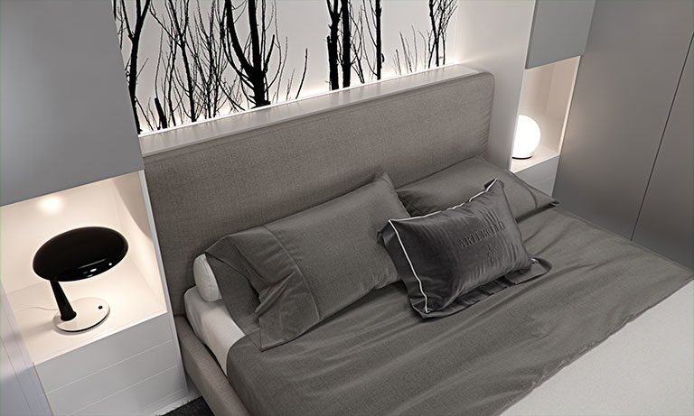 camera da letto in legno raffinata